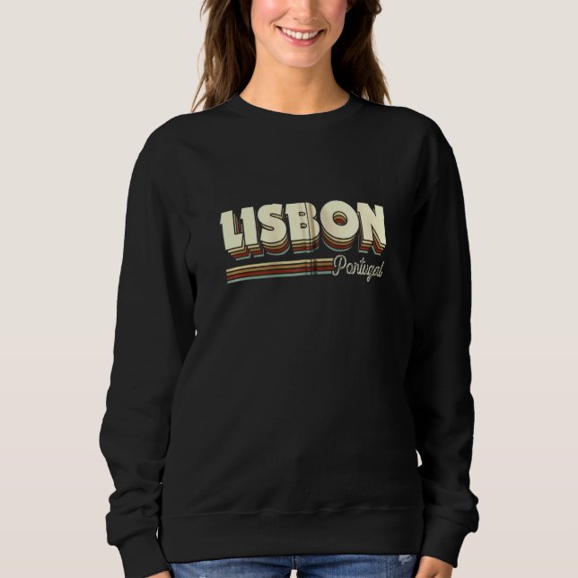 Retro Lisbon Portugal And Souvenirs Men Women Kids Sweatshirt (Front)