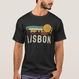 Retro Lisbon Sunset Skyline Landscape Lisbon Portu T-Shirt