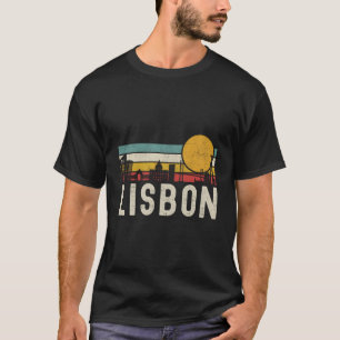 Retro Lisbon Sunset Skyline Landscape Lisbon Portu T-Shirt