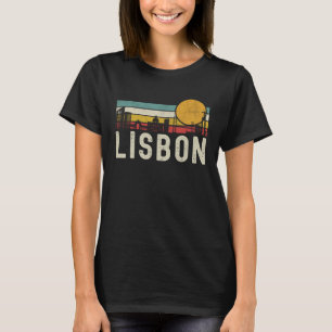 Retro Lisbon Sunset Skyline Landscape Lisbon Portu T-Shirt