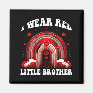 Retro Little Brother Heart Disease Awareness Rainb Magnet