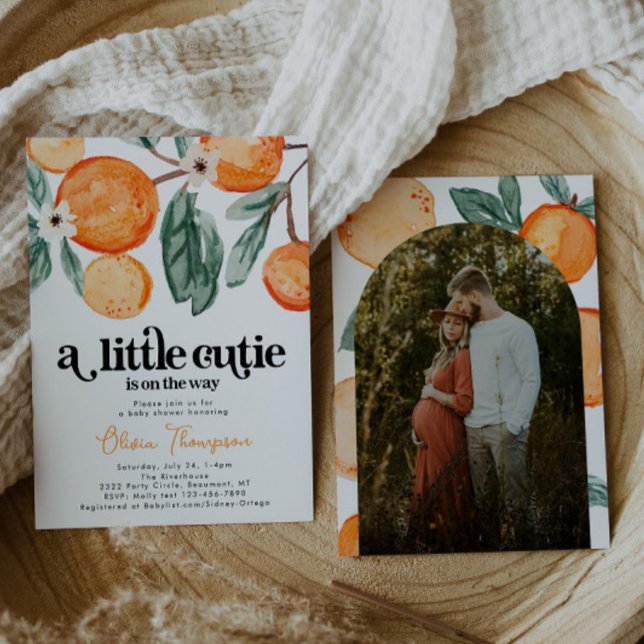 Retro Little Cutie Photo Baby Shower Invitation (Creator Uploaded)