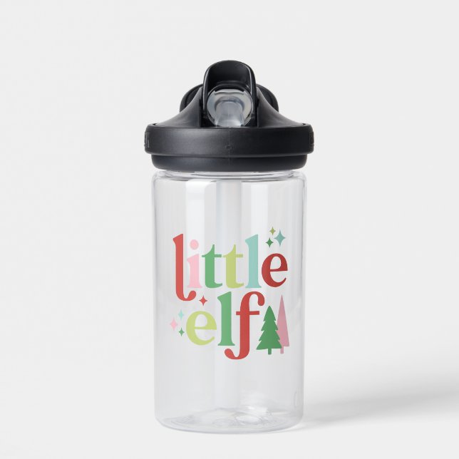 Retro Little Elf | Christmas  Water Bottle (Front)