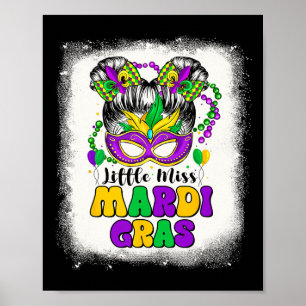 Retro Little Miss Mardi Gras Outfit Youth Girl Wom Poster