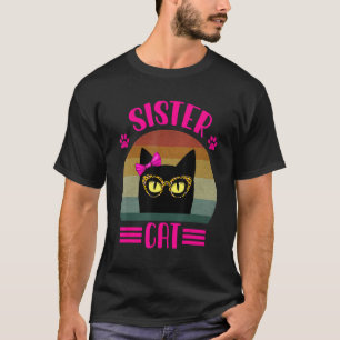 Retro Little Sister Cat With Leopard Glasses Cat T-Shirt