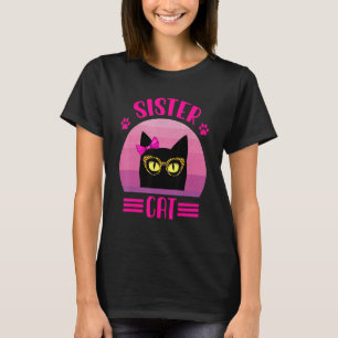 Retro Little Sister Cat With Leopard Glasses Cat T-Shirt