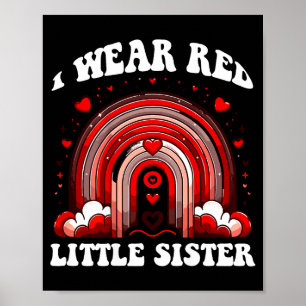 Retro Little Sister Heart Disease Awareness Rainbo Poster