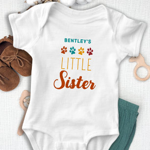 Retro Little Sister Personalised Pet Dog Lover Baby Bodysuit