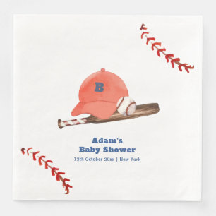 Retro LIttle Slugger Baseball Boy Baby Shower Napkin