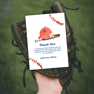 Retro LIttle Slugger Baseball Sport Baby Shower  Thank You Card