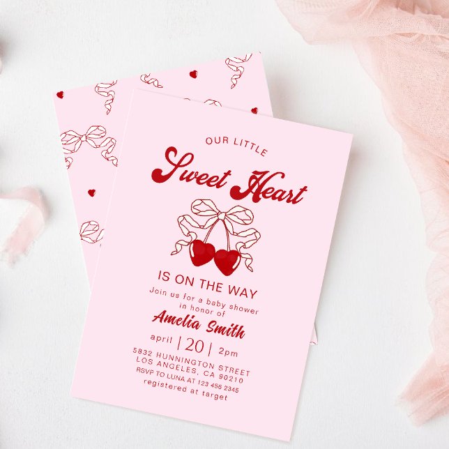 retro Little Sweetheart Valentines Day Baby shower Invitation (Creator Uploaded)
