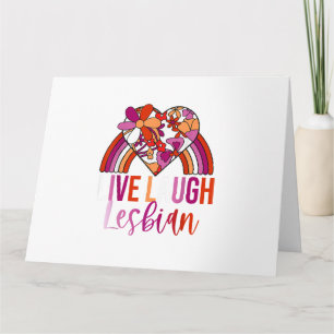 Retro Live Laugh Lesbian Rainbow Floral Heart Prid Card