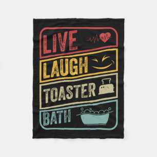 Retro Live Laugh Toaster Bath Skeleton Funny Hallo Fleece Blanket