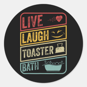 Retro Live Laugh Toaster Th Skeleton Funny Hallowe Classic Round Sticker