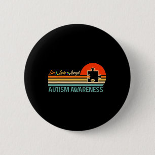 Retro Live Love Accept Autism Awareness Gift 6 Cm Round Badge