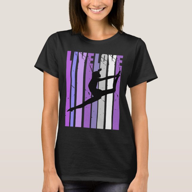 Retro Live Love Dancer Dance Birthday Silhouette C T-Shirt (Front)