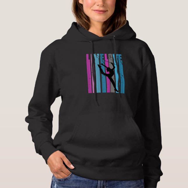 Retro Live Love Rhythmic Gymnastics Silhouette Col Hoodie (Front)