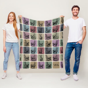 Retro Llama Blanket Cosy Alpaca Animal for Gift