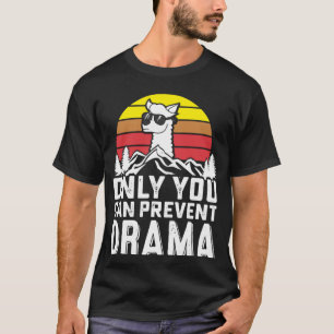 Retro Llama Camping Only You Can Prevent Drama T-Shirt