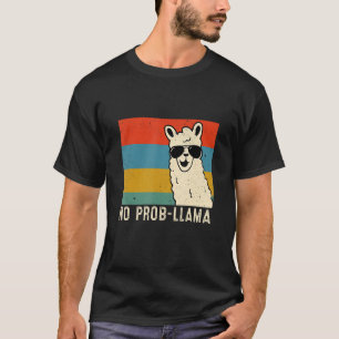 Retro Llama Men Women No Prob Llama Alpaca Farming T-Shirt