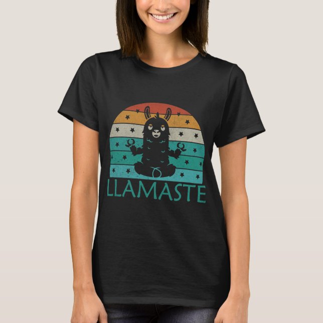 Retro Llamaste T-shirt, Funny Yoga T-Shirt (Front)
