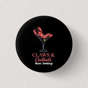 Retro Lobster Martini Claws and Cocktails Coastal 3 Cm Round Badge