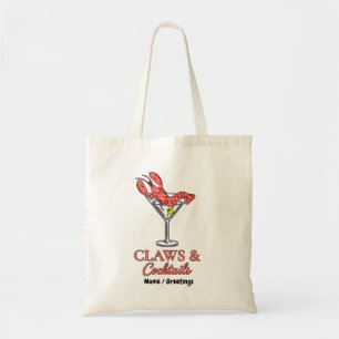 Retro Lobster Martini Claws and Cocktails Coastal Tote Bag