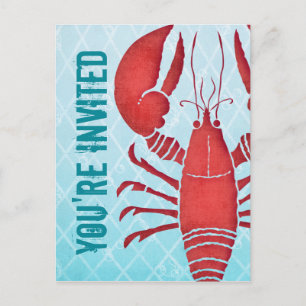 Retro Lobster Postcard Invitation