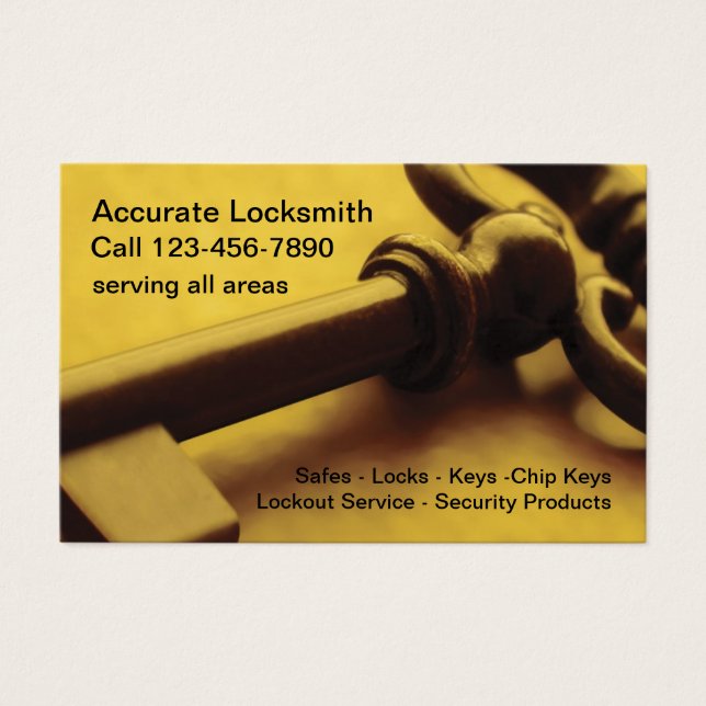 Retro Locksmith Theme Business Cards (Front)