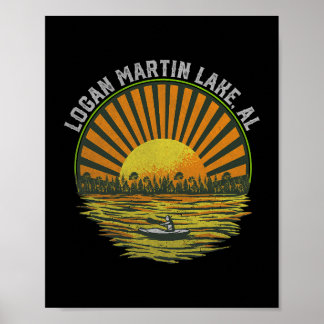 Retro Logan Martin Lake AL Vintage Alabama Summer  Poster