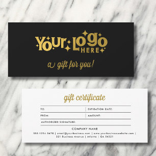 Retro Logo Minimalist Black Gold Gift Certificate
