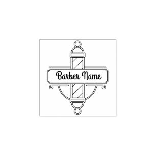 Retro Logo Pole Barbershop Rubber Stamp