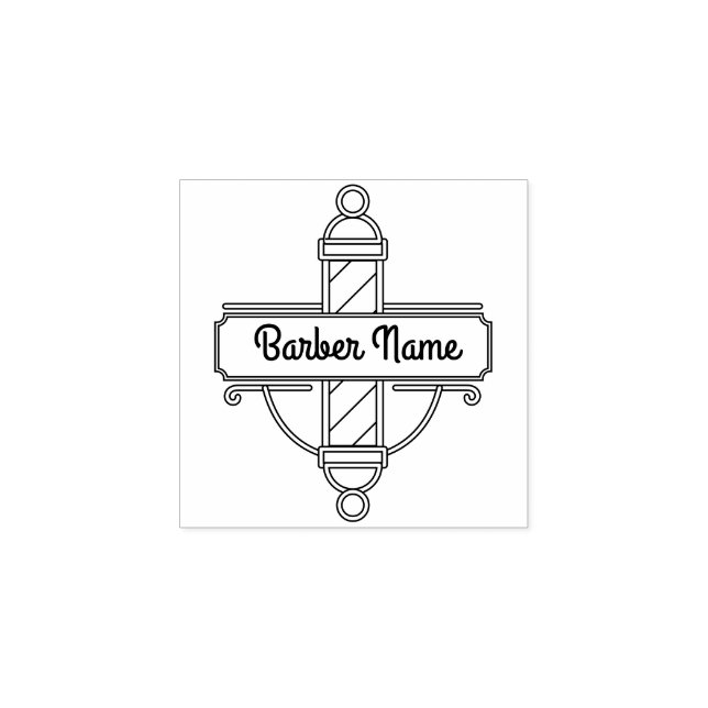 Retro Logo Pole Barbershop Rubber Stamp (Imprint)