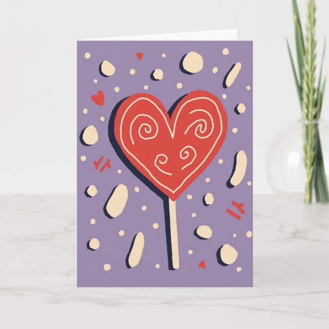 Retro Lollipop Heart Sweet Card (Front)