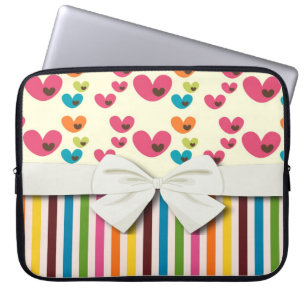 retro lolly valentine love hearts and stripes laptop sleeve