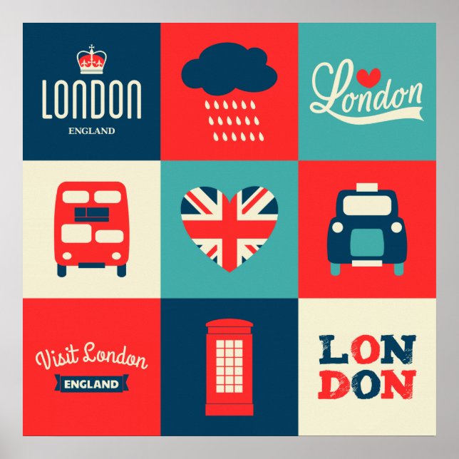 Retro London Collage Poster (Front)