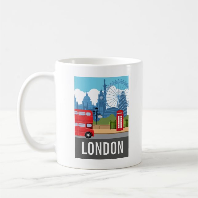 Retro London Tea Iconic Landmarks Coffee Mug (Left)