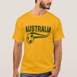 Retro look Australia and soccer ball design T-Shirt<br><div class="desc">Green Australia and soccer ball with stripe design on a gold t-shirt ,  great gift for any Australian soccer or football fan</div>
