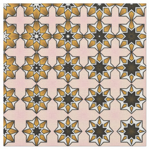 Retro look pattern in tan, black and pink fabric