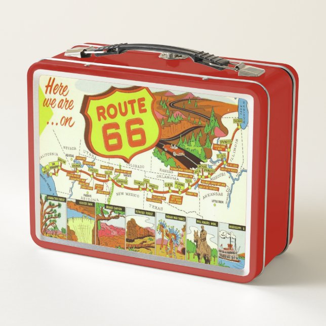 Retro Look Route 66 Metal Lunch Box (Back)