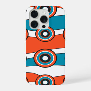 Retro look turquoise and orange circle wave iPhone case