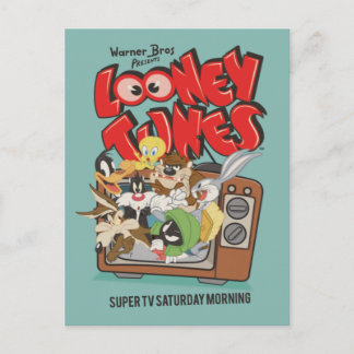 Retro LOONEY TUNES™ Bursting From TV Postcard