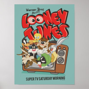 Retro LOONEY TUNES™ Bursting From TV Poster