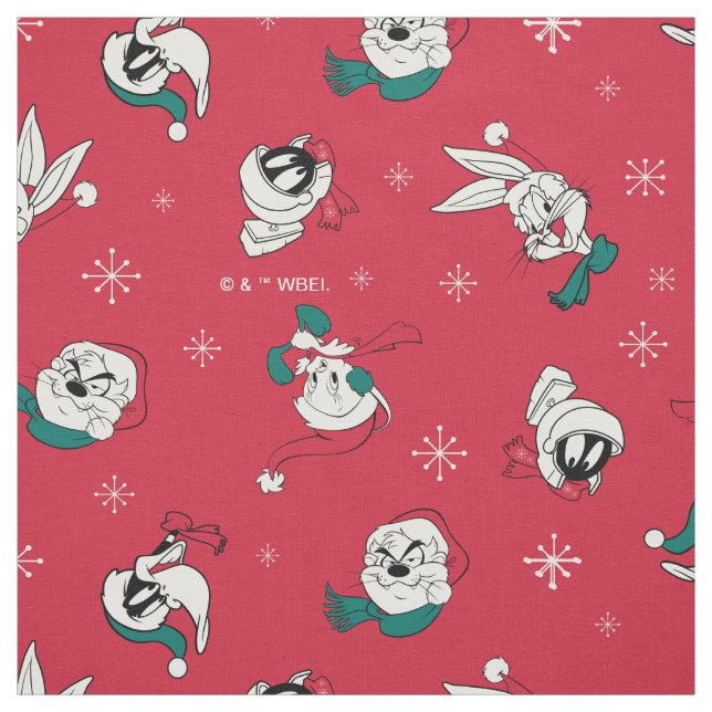 Retro LOONEY TUNES™ Winter Holiday Pattern Fabric (Swatch)