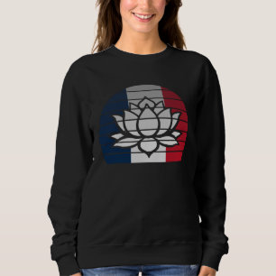Retro Lotus flower Buddhist France French Flag Sweatshirt
