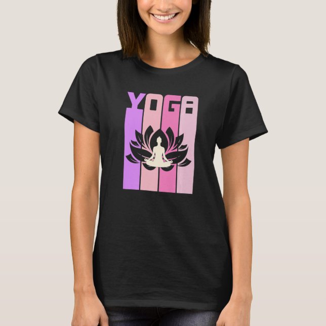 Retro Lotus Flower Meditating Yoga T-Shirt (Front)