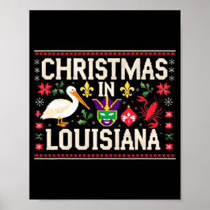 Retro Louisiana Christmas Carnival Mardi Gras Holi Poster