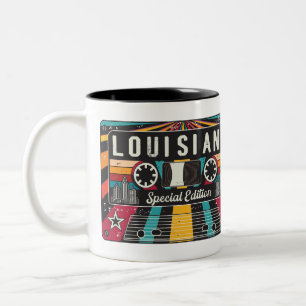Retro Louisiana State. Two-Tone Coffee Mug