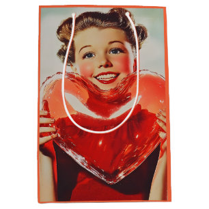 Retro Love: 1950s Heart Glow Medium Gift Bag