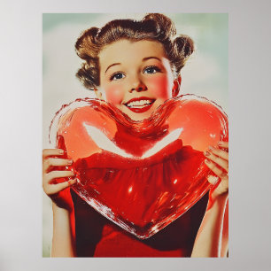 Retro Love: 1950s Heart Glow Poster